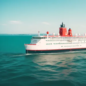 Passenger cruise liner sailing on the open ocean