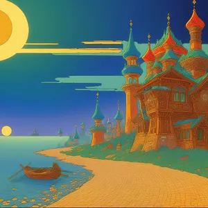 Skyline Resort: A Cartoon-inspired Beachside Landscape