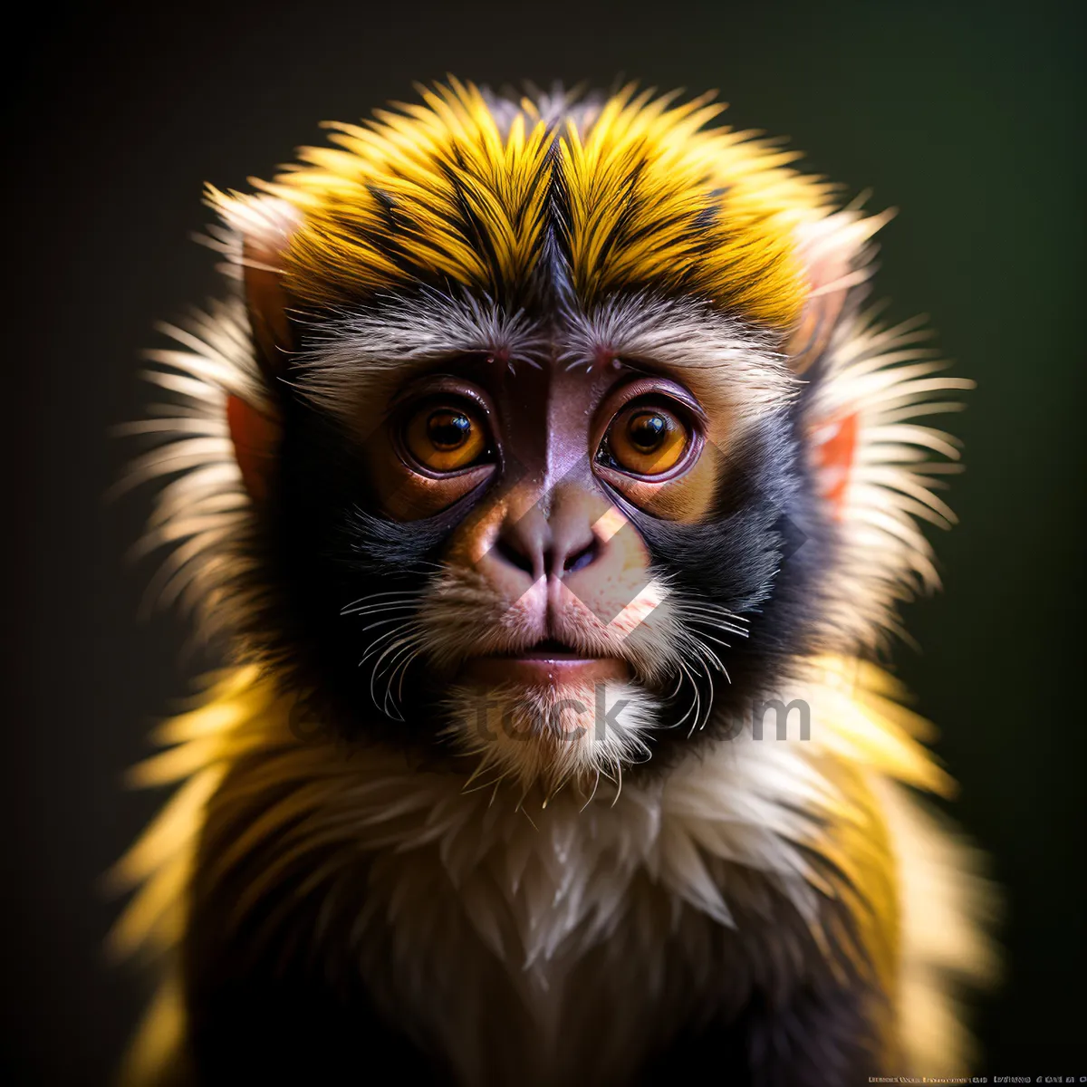 Picture of Furry Primate Portrait: Cute Monkey with Piercing Eyes