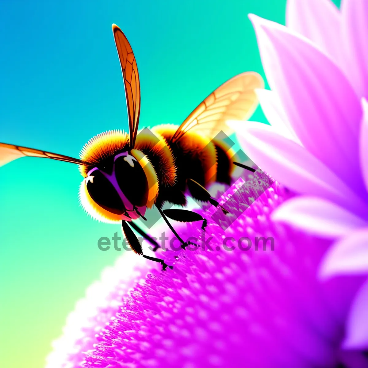 Picture of Pollen-covered Daisy Blossom in Vibrant Pink