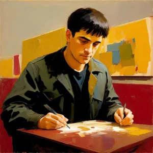 Professional Businessman Working at Desk with Laptop