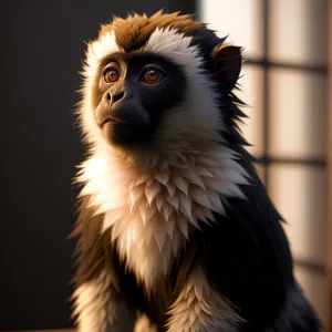 Wild Primate Portrait - Stunning Monkey with Piercing Black Eyes