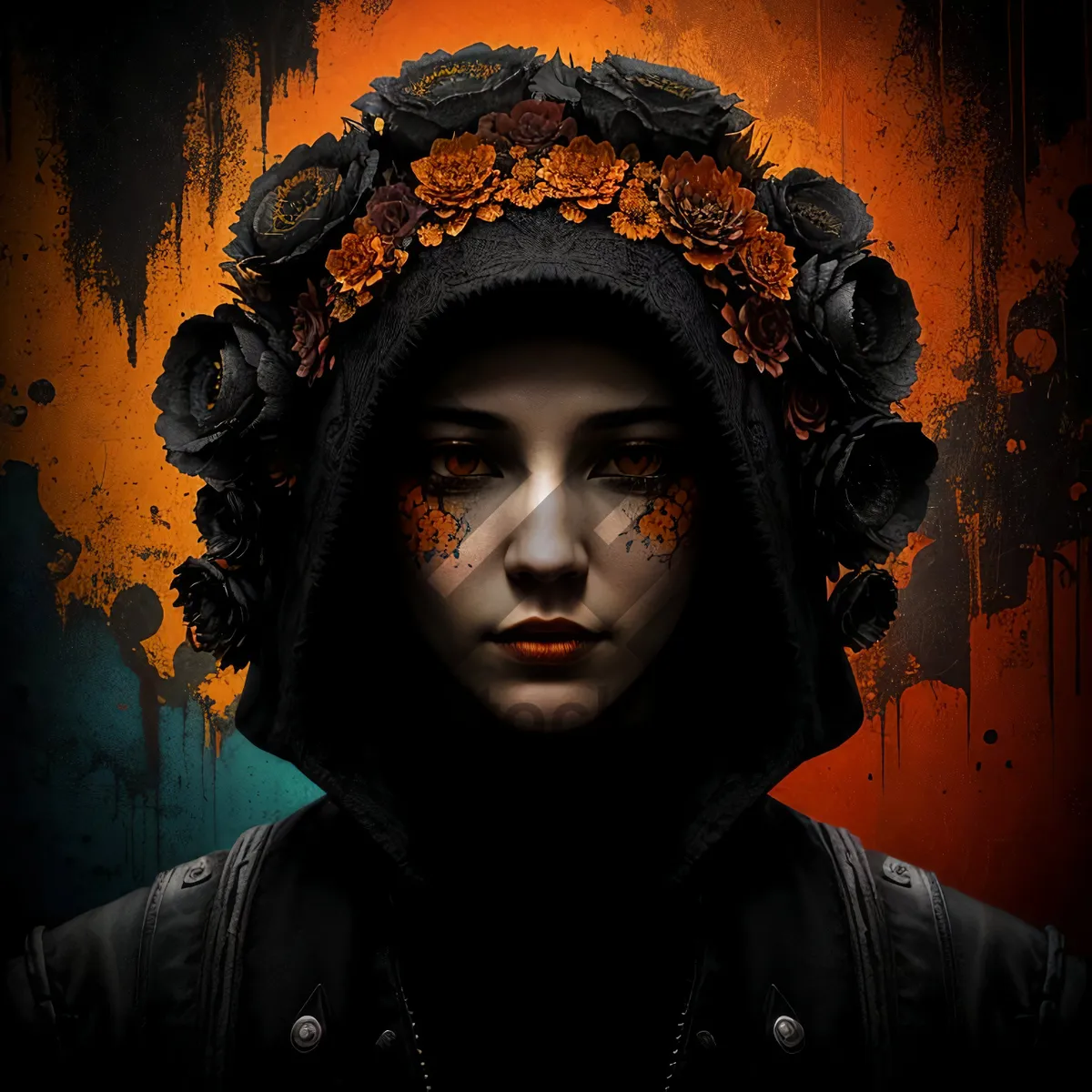 Picture of Fashionable masked lady with captivating black eyes.