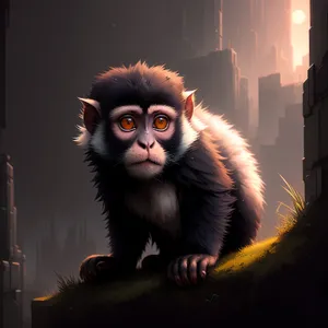 Cute Feline Monkey with Piercing Eyes