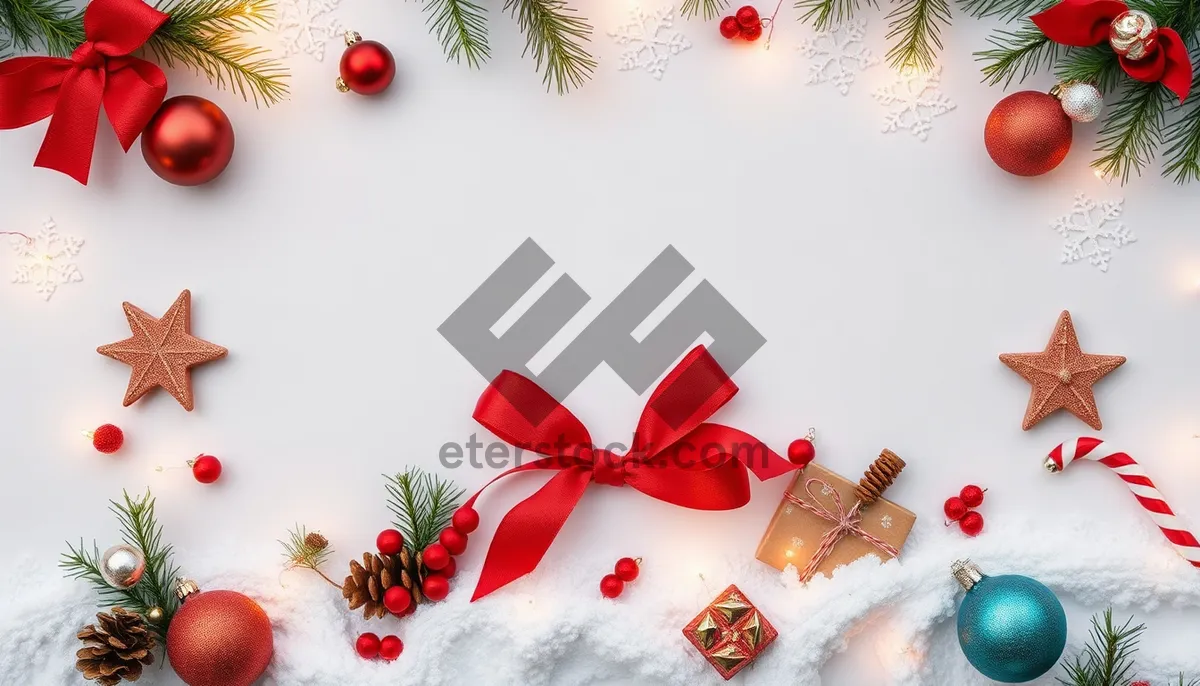 Picture of Snowflake and Holly Winter Season Greeting Card Design