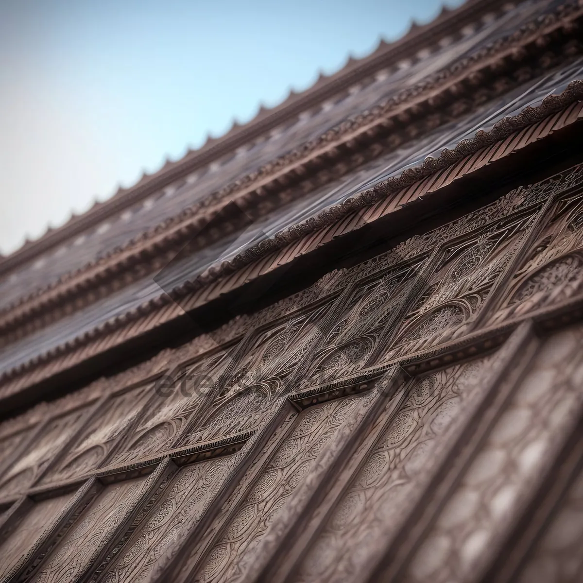 Picture of Vintage Tile Roofing Surface with Textured Pattern