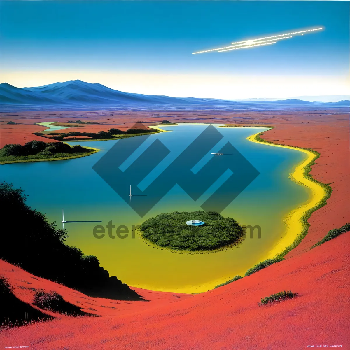 Picture of Serene Sunset Reflection on Coastal Lake