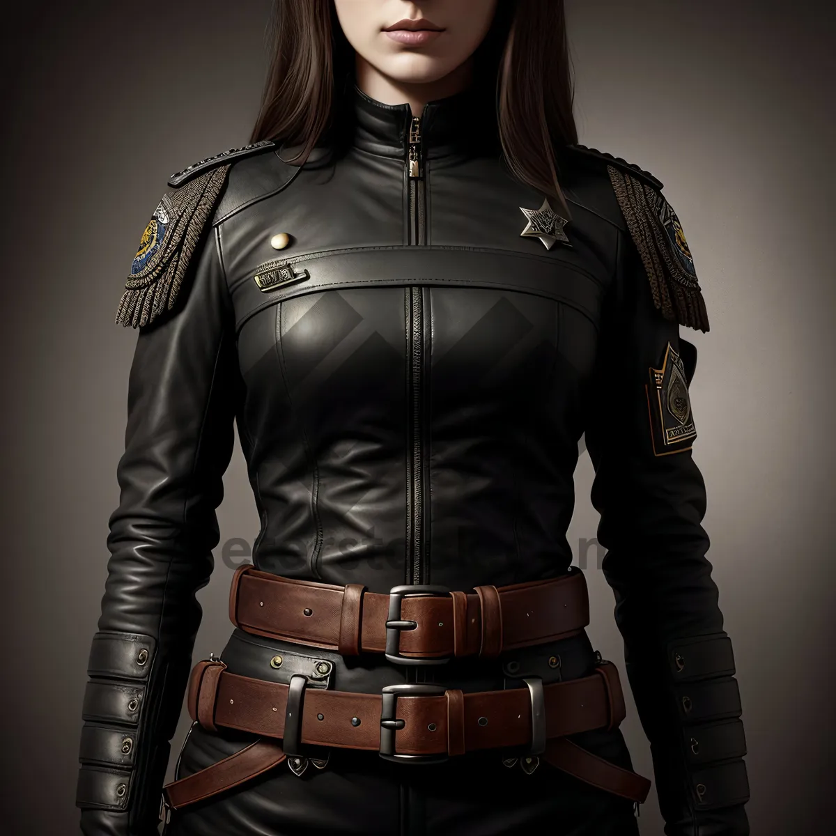 Picture of Black Leather Beauty - Sexy and Stylish Fashion Model