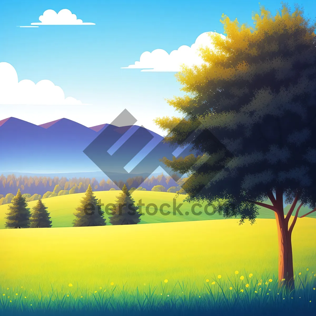 Picture of Serene Summer Horizon Over Rural Meadow