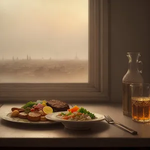 Delicious Gourmet Salad on Window Sill