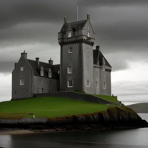 Majestic Medieval Lighthouse overlooking Coastal Fortress