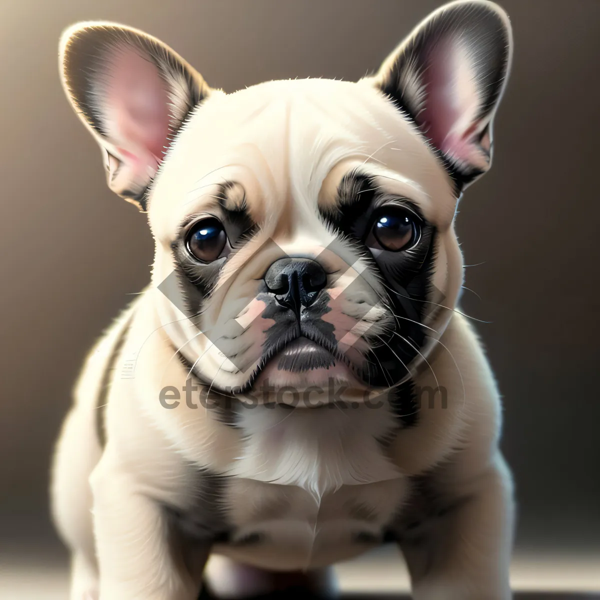 Picture of Cute Bulldog Puppy - Purebred Canine with Wrinkled Brown Wrinkle