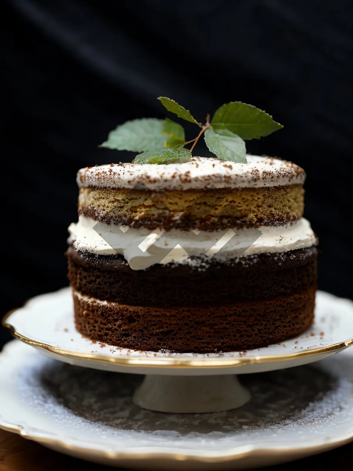 Picture of Delicious Fruit Cream Cake with Chocolate Sauce