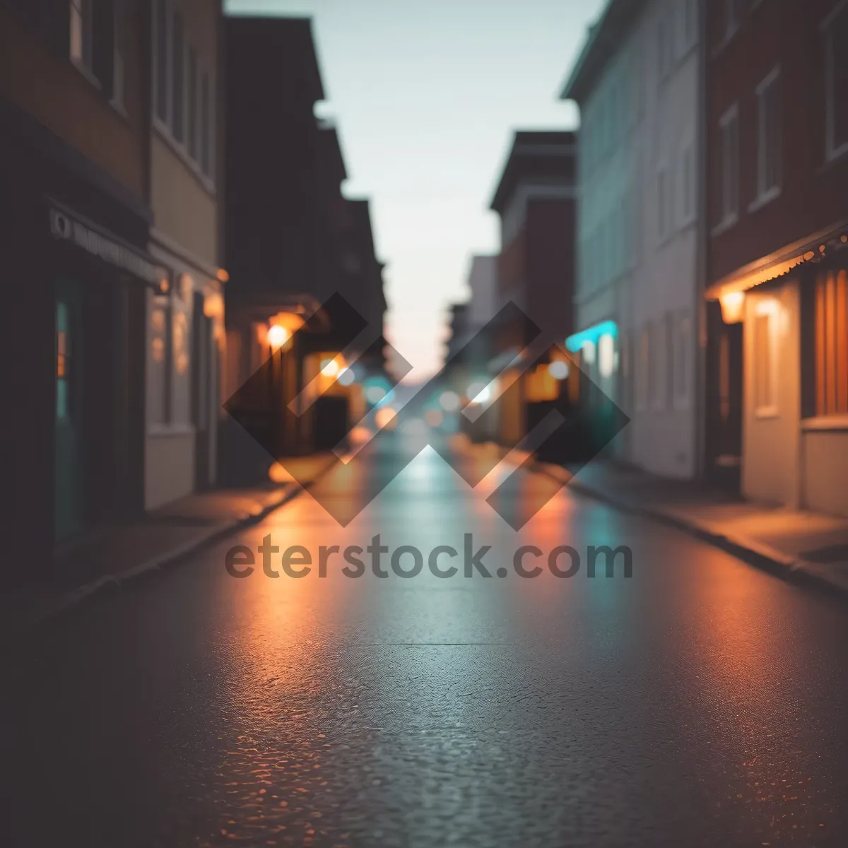 Picture of City Lights on Urban Avenue - Nighttime Cityscape