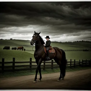 Thoroughbred Stallion in Equestrian Harness