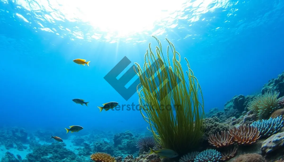 Picture of Tropical Sunbeam Ray Fish in Coral Reef.