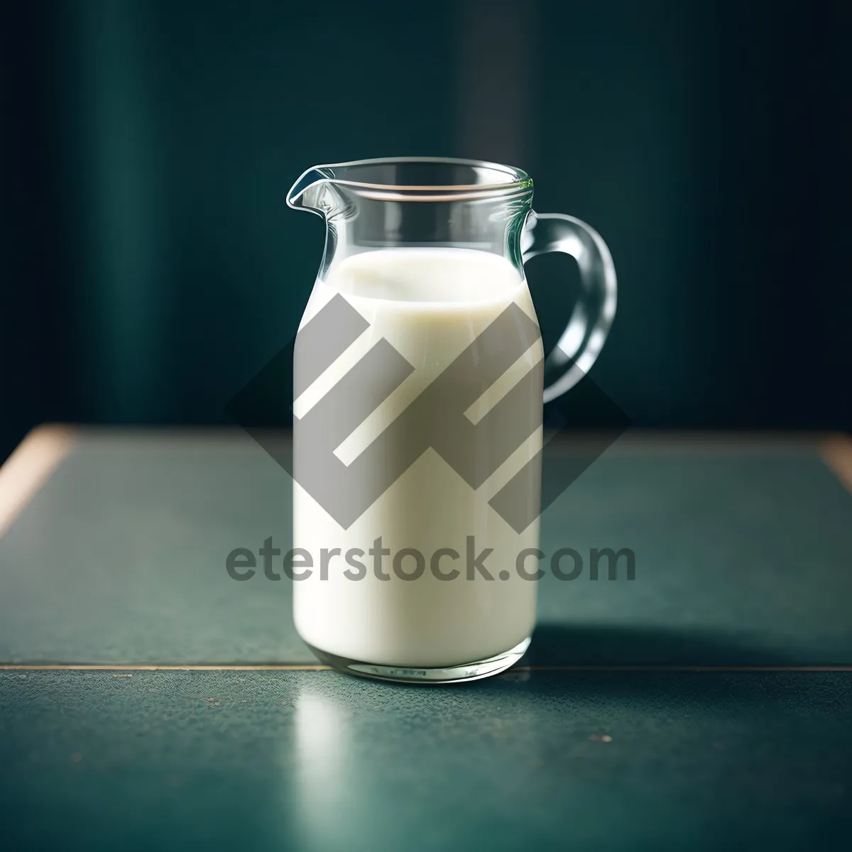 Picture of Healthy Milk in Transparent Bottle with Glass