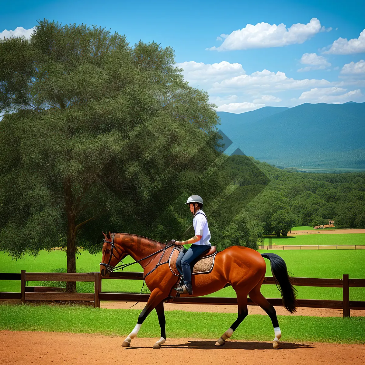 Picture of Graceful Stallion Vaulting over Meadow