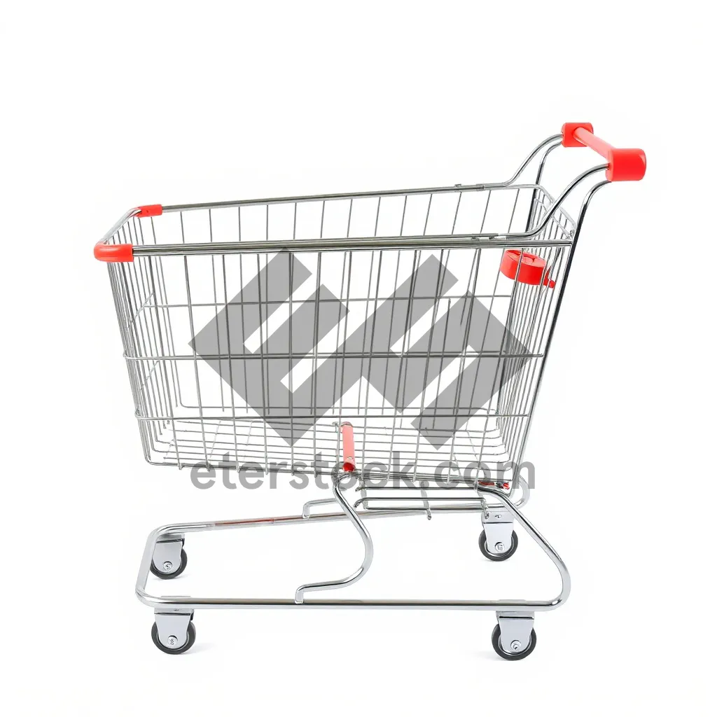 Picture of 3D shopping cart with metal wheel