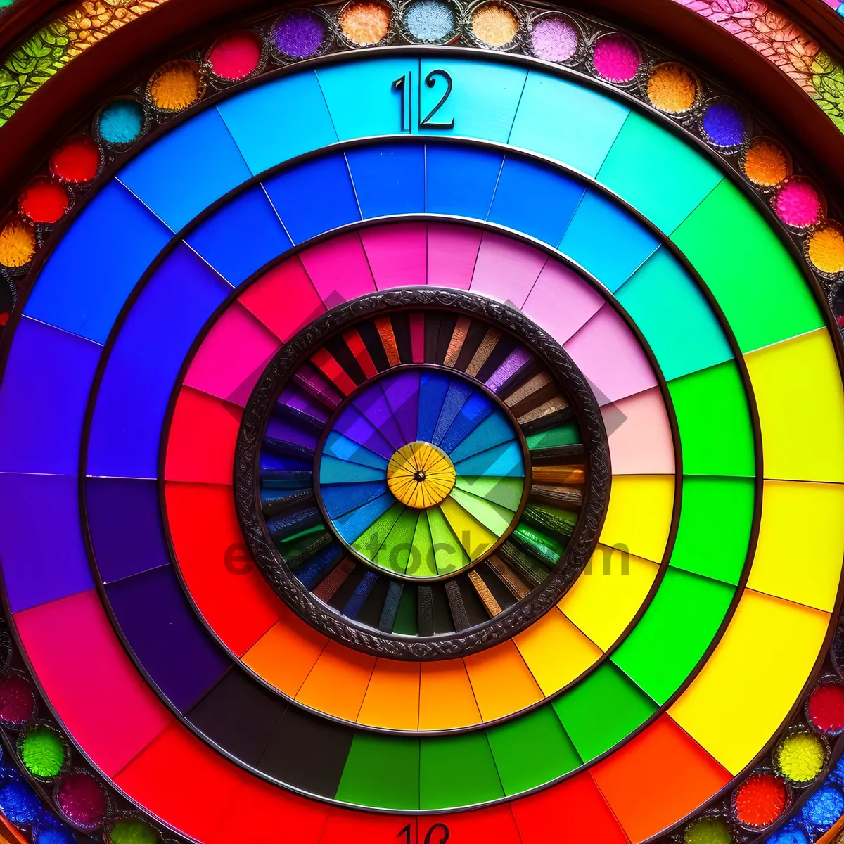 Picture of Colorful Light Mosaic Window Design: Artistic Roulette Wheel