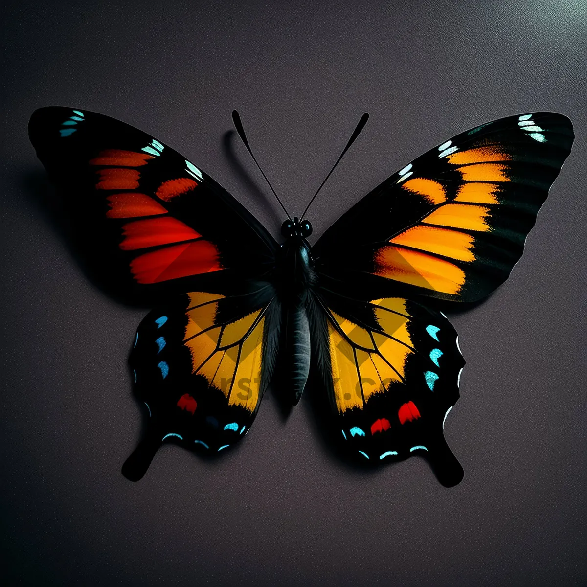 Picture of Colorful Monarch Butterfly Flying in a Summer Garden.