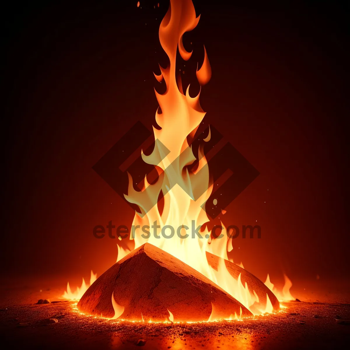 Picture of Fiery Inferno: Captivating Blazing Flames in Black