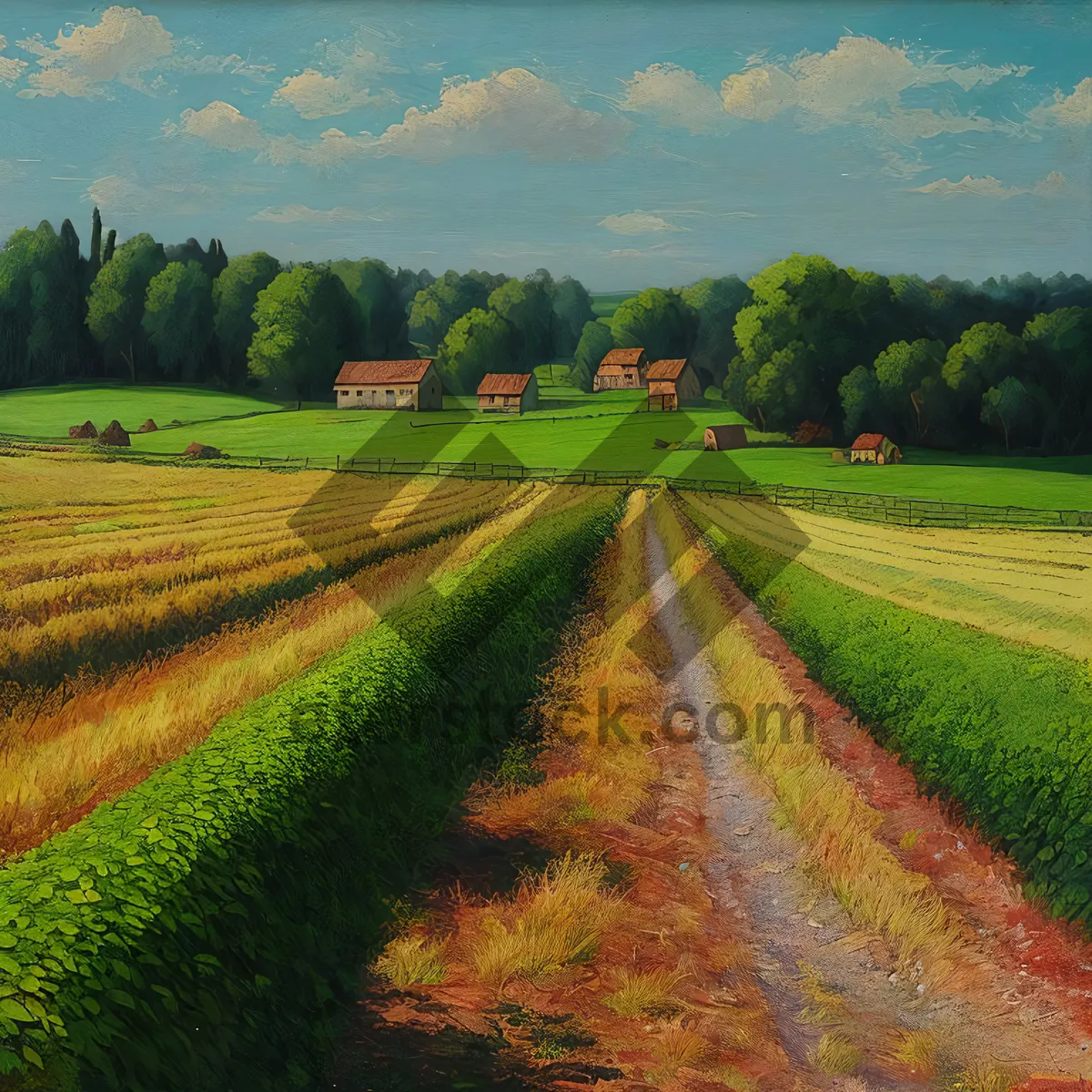 Picture of Vast Rural Field Under Sunny Sky