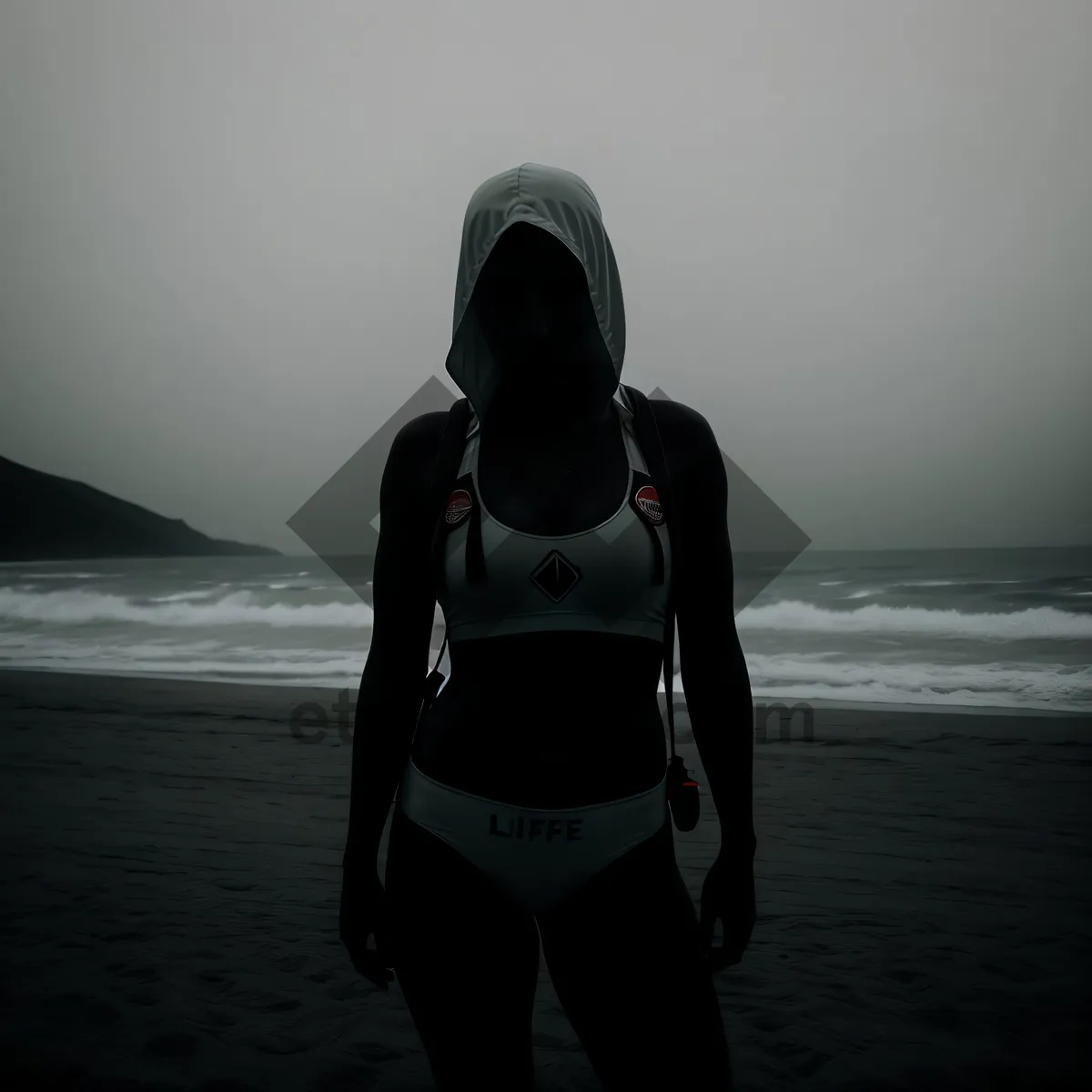 Picture of Sunset Beach Silhouette of Man in Wet Suit