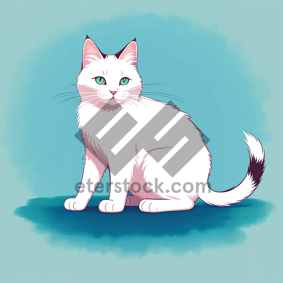 Picture of Adorable Cartoon Kitty Celebrating Holidays with Playful Art