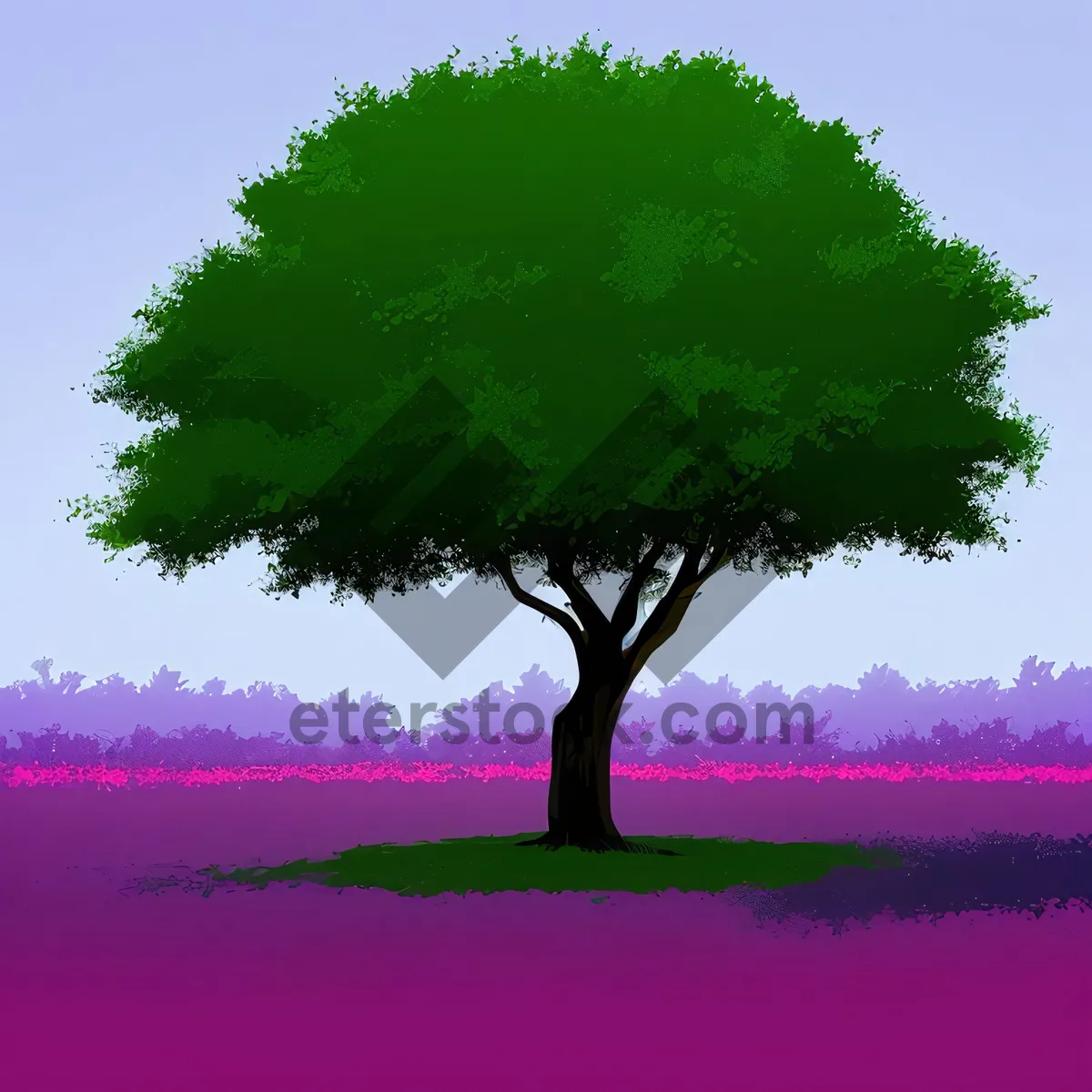 Picture of Serene Summer Skyline with Majestic Oak Tree