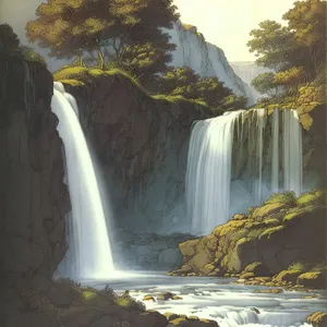 Cascading Serenity: A Majestic Mountain Waterfall