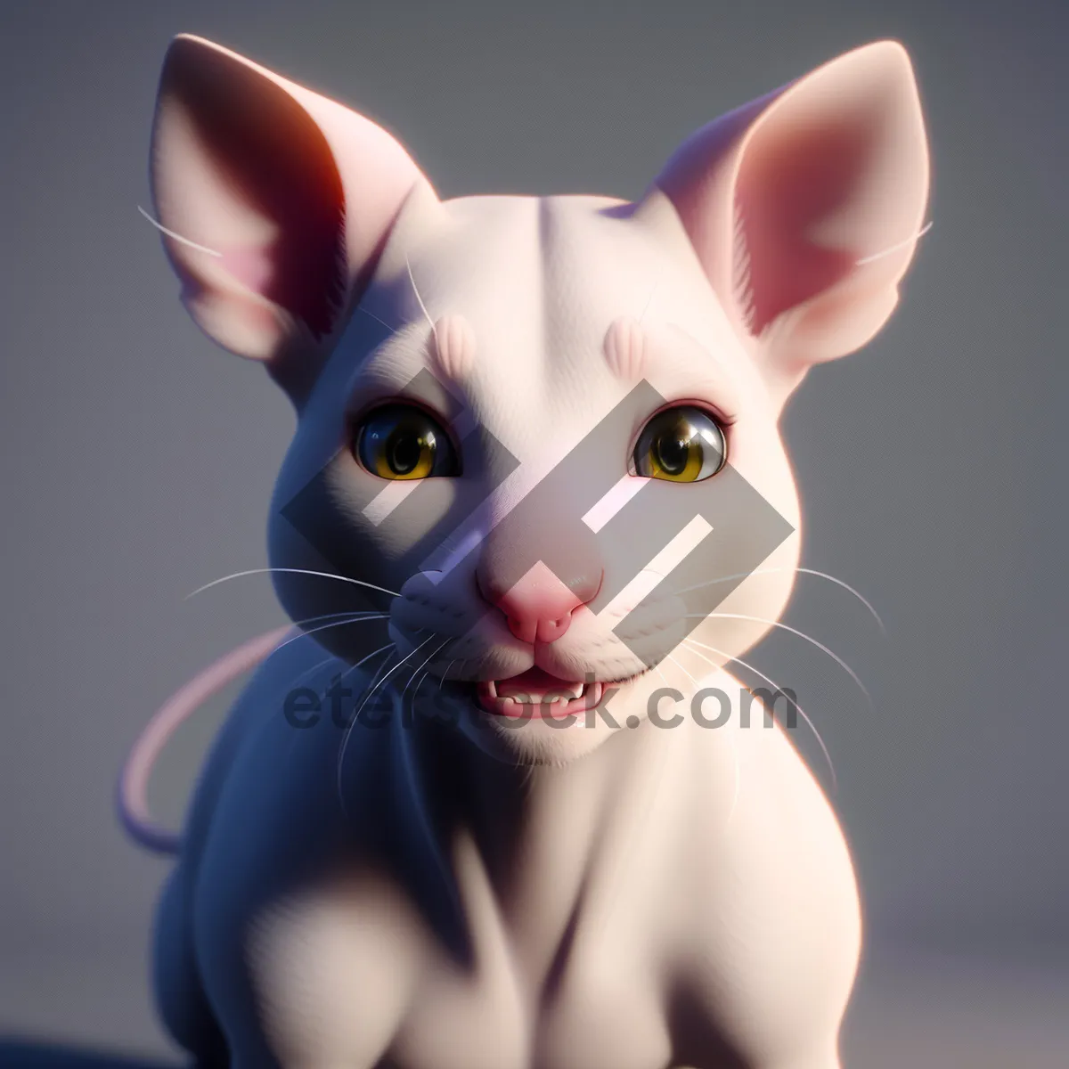 Picture of Cute Cartoon Kitty with Funny Ears