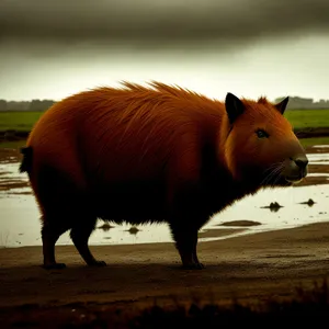 Meadow Gathering: Wild Boar and Horses on the Ranch