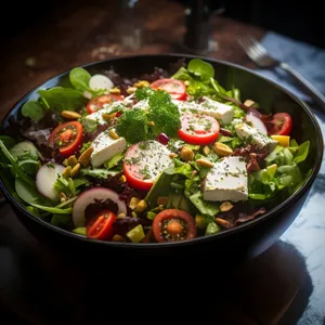 Fresh Salad Bowl with Tasty Vegetables and Meat