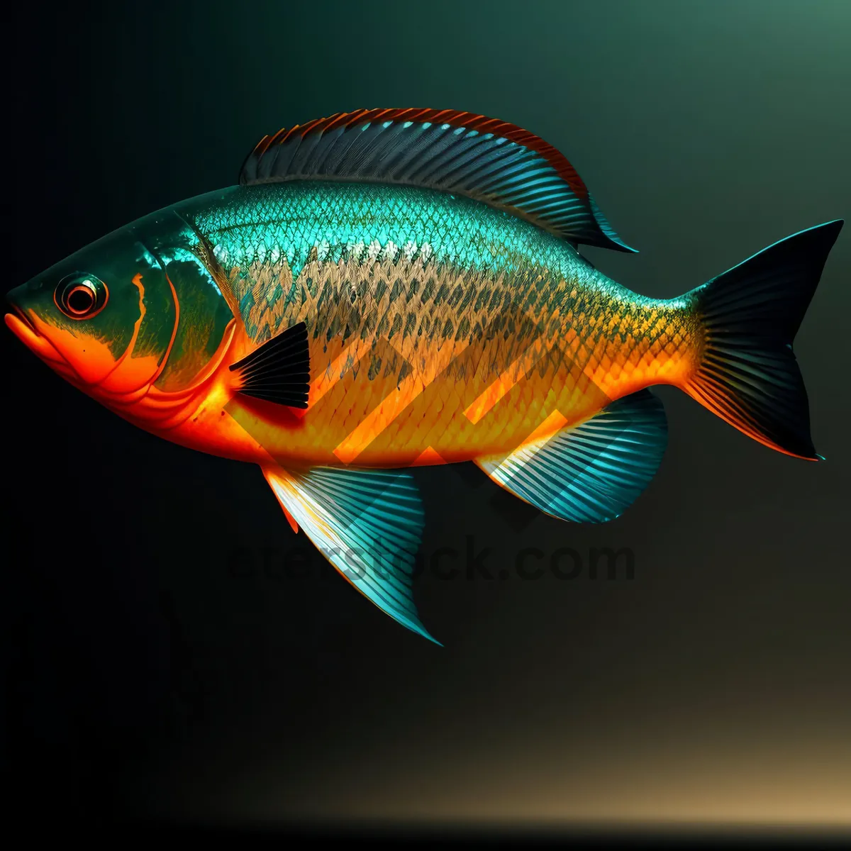 Picture of Colorful Goldfish Swim in Aquarium Bowl