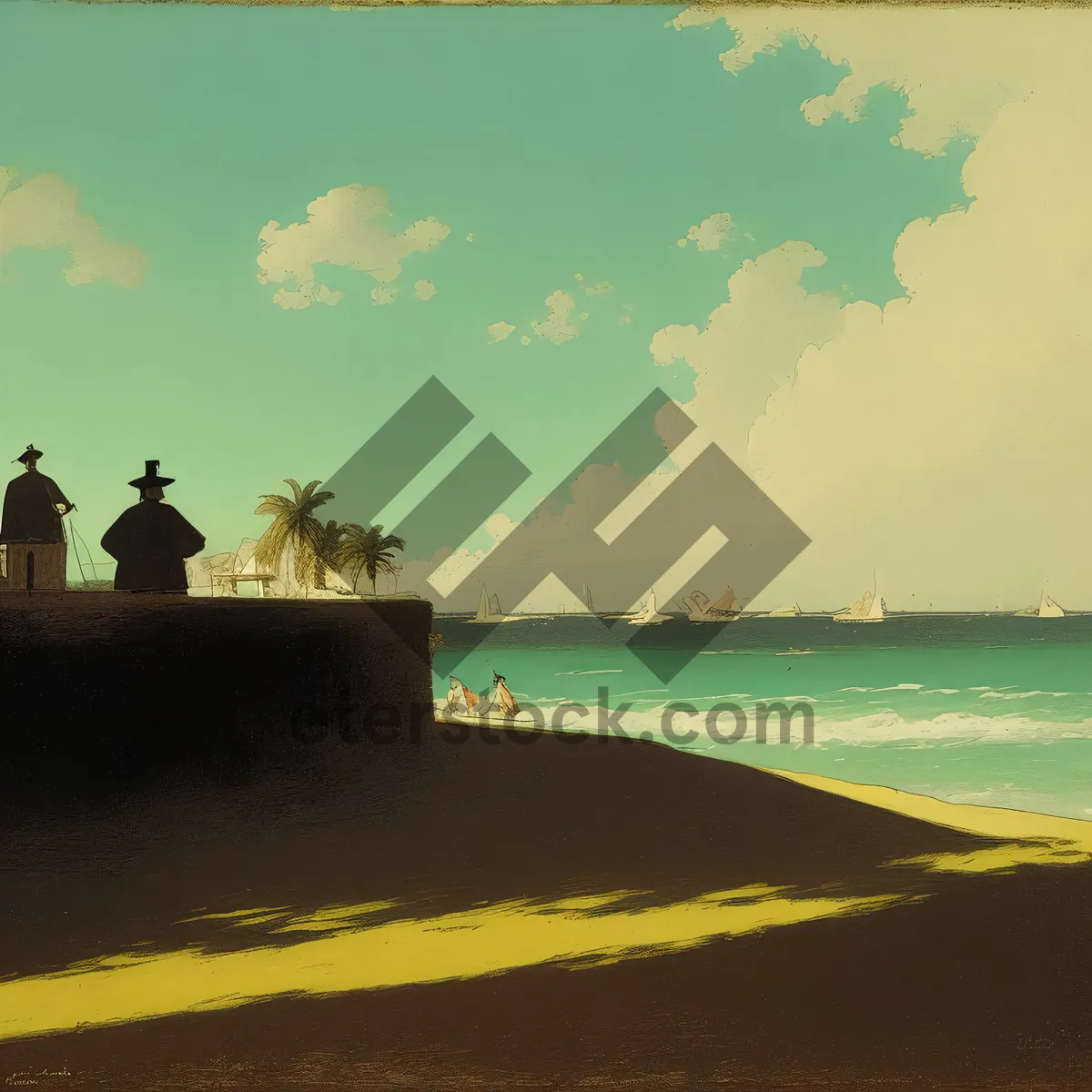 Picture of Sunset Over City Beach: Tropical Skyline Reflections
