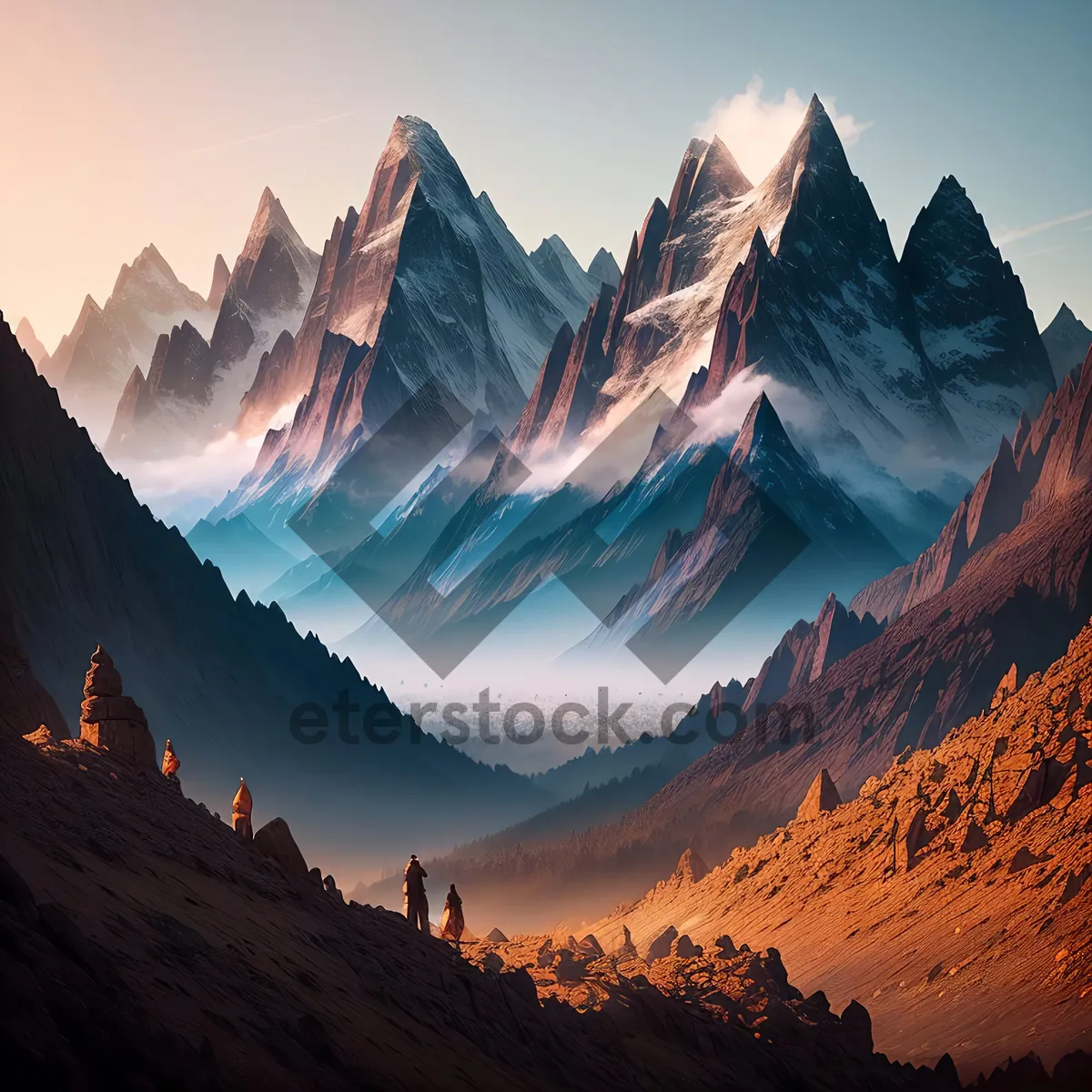 Picture of Rocky Valley Majestics: A Scenic Alpine Mountain Landscape