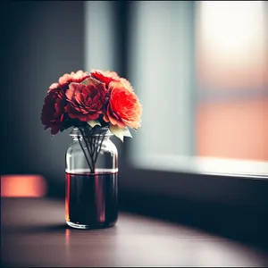Blossoming Rose in LED-lit Vase