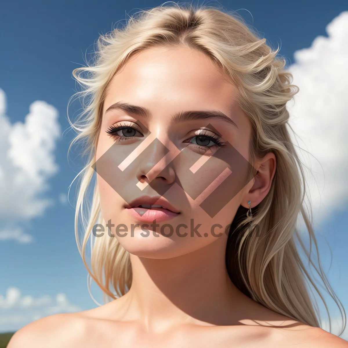 Picture of Glowing Beauty: Sensual Portrait of Attractive Model with Healthy Skin