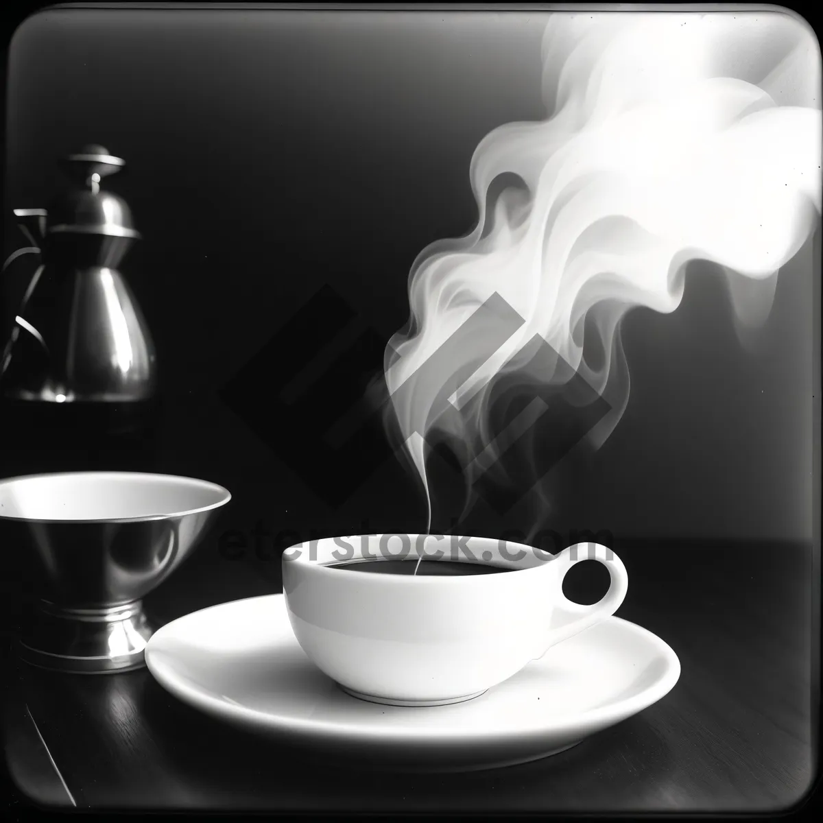 Picture of Hot black coffee in a porcelain cup