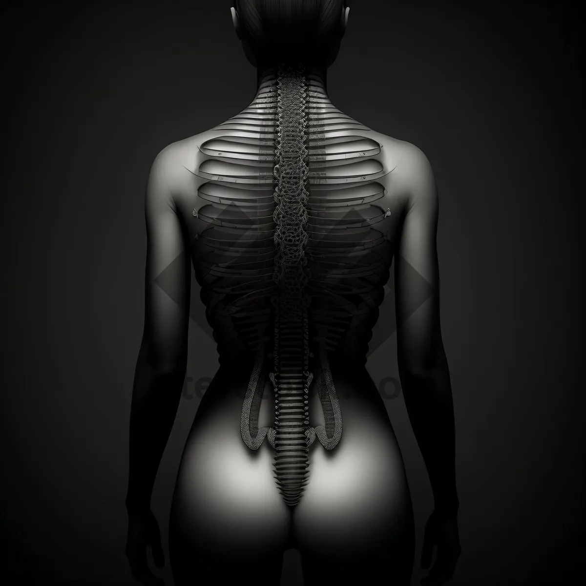 Picture of Anatomical Black Skeleton X-Ray of Human Spine