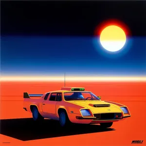 Luxury Racer at Sunset: Speeding into the Horizon