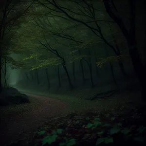Mystic Night: Enchanting Forest Cave with Glowing Tree