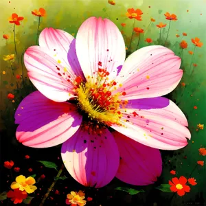 Bright Pink Daisy Blossom in Colorful Garden
