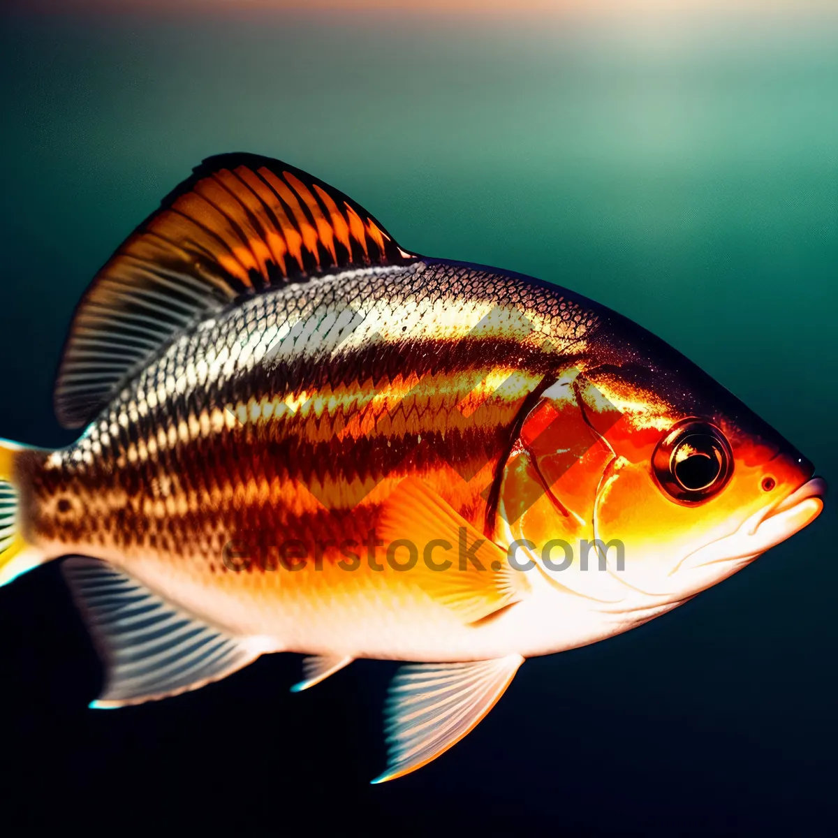 Picture of Swimming Goldfish in Aquarium