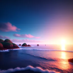 Golden Coastal Sunset Over Ocean