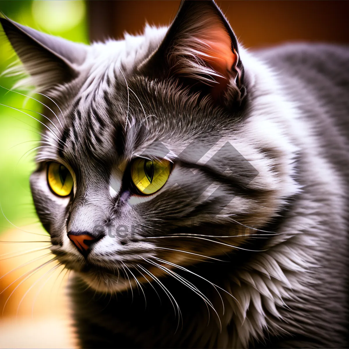 Picture of Furry Friend: Curious Domestic Cat with Adorable Whiskers