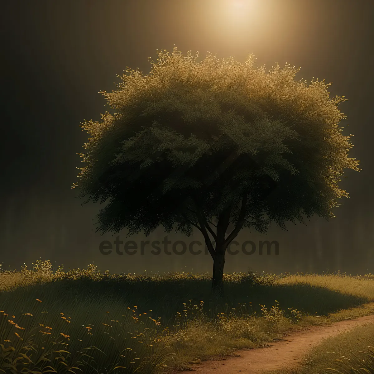 Picture of Serene Sunset over Rural Landscape