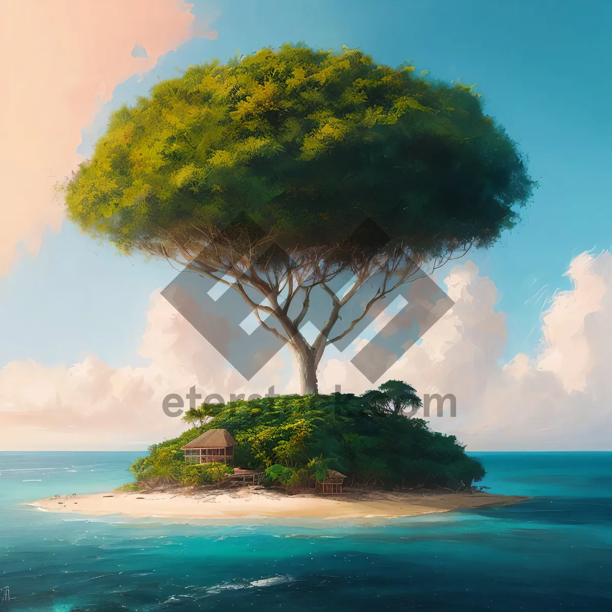 Picture of Tranquil Beach Paradise: Scenic Coastline with Turquoise Waves