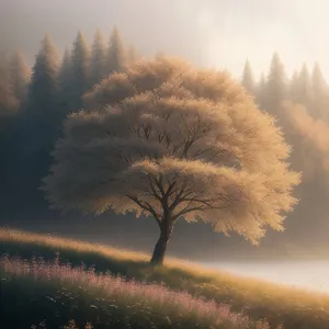Autumn Sunset Over Rural Countryside